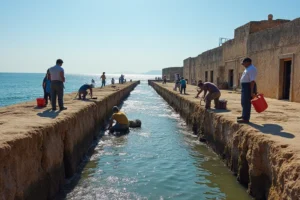 Imagen de unas obras de alcantarillado, generadas con IA